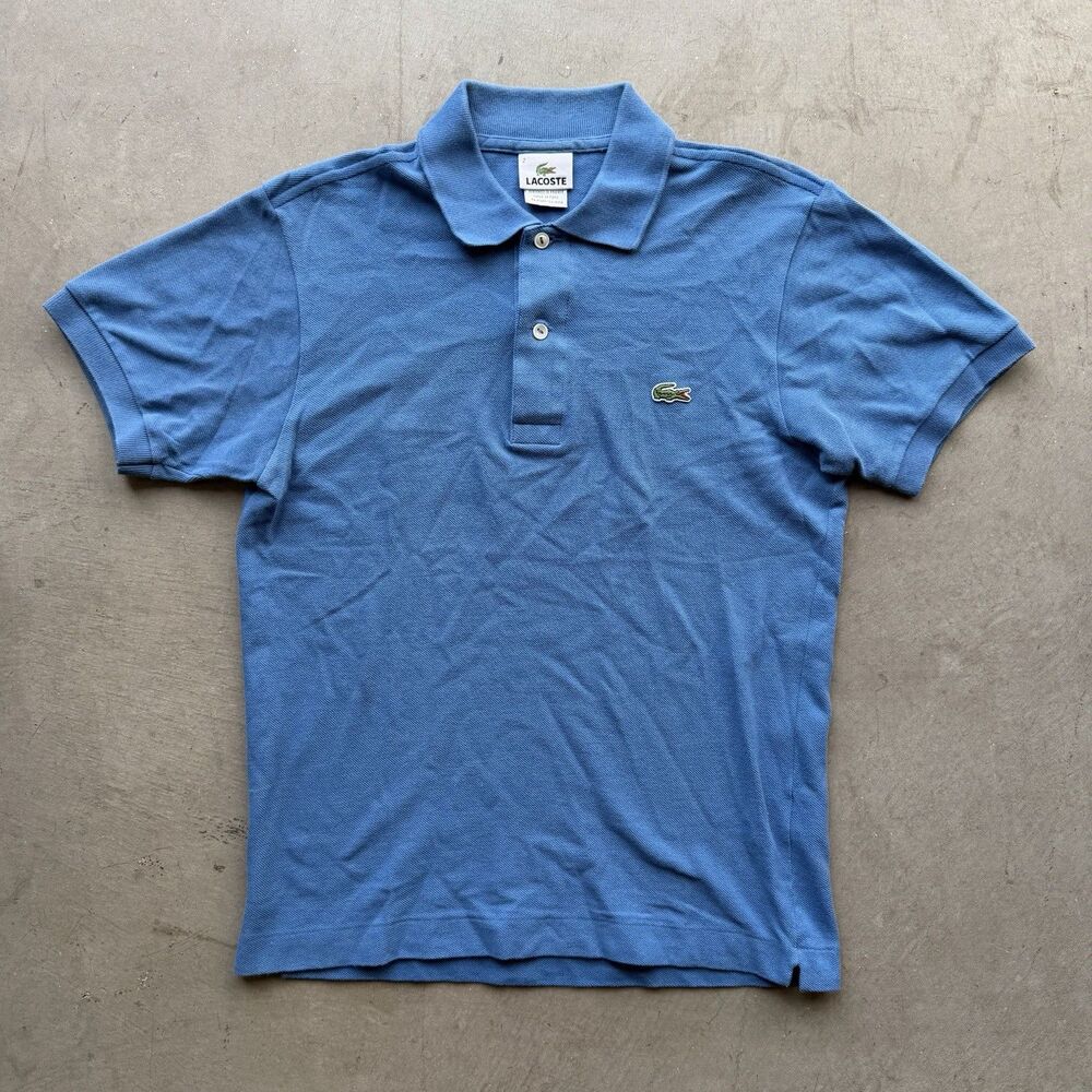 Lacoste Polo Shirt Mens 2 S Blue Short Sleeve Pique Cotton Croc Logo Preppy